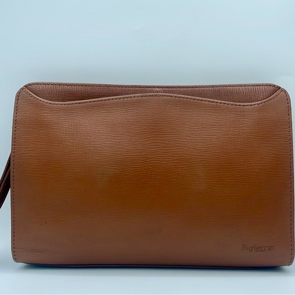 BURBERRY’S Brown Leather Men's Wristlet / Clutch Toiletry or Business Supply Bag - Picture 1 of 10